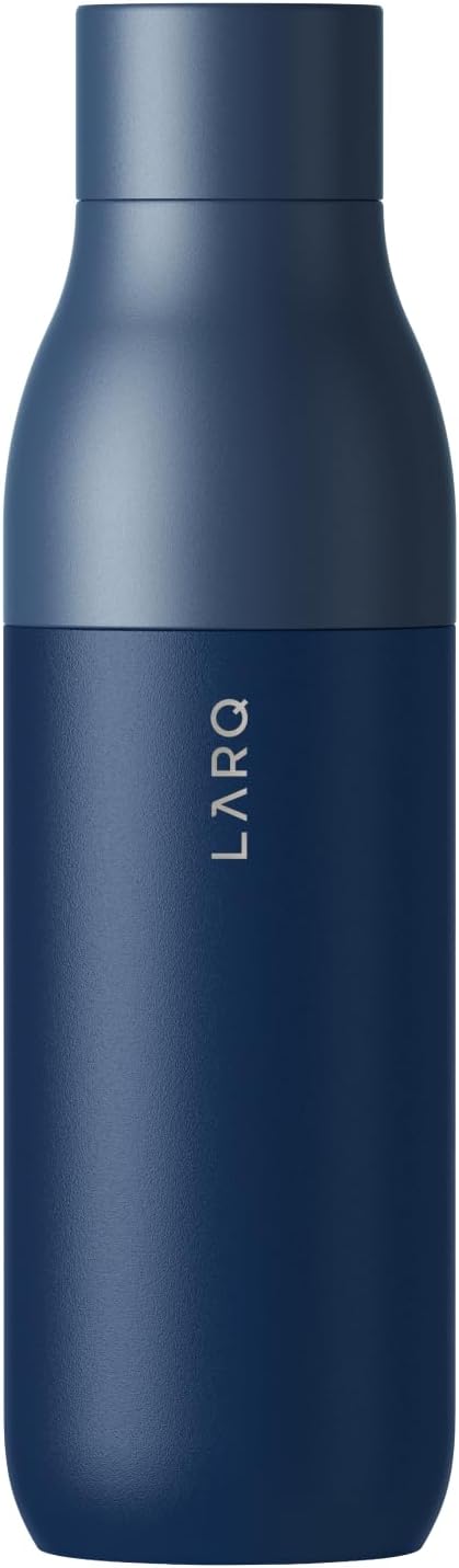 LARQ Bottle PureVis 25 oz - Self-Cleaning and Insulated Stainless Steel Water Bottle with UV Water Purifier and Award-winning Design | Reusable & Travel Friendly, Monaco Blue