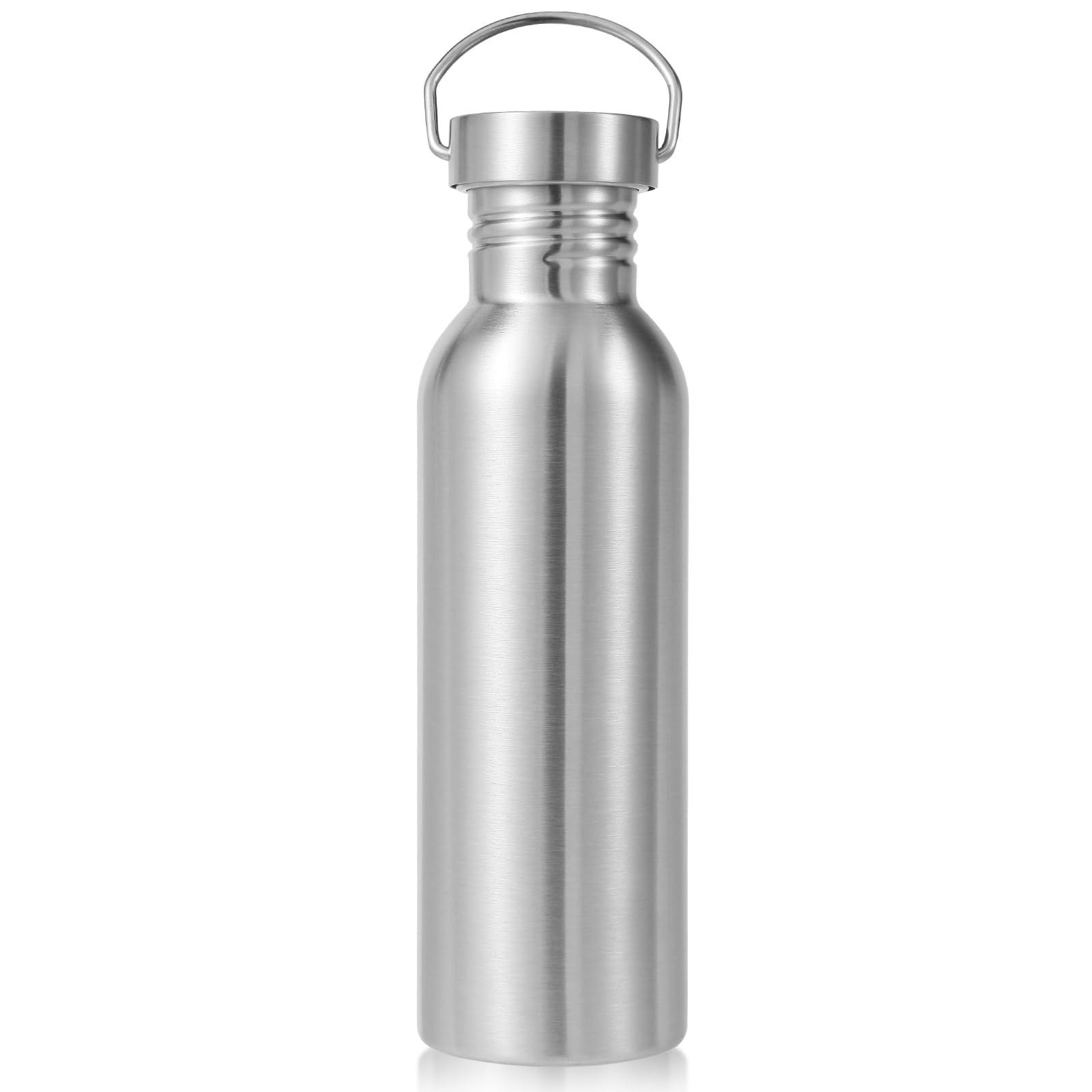 Volhoply 32oz Uninsulated Single Walled Water Bottle, Stainless Steel Reusable Water Bottles with Handle, BPA Free & Plastic Free 18/8 304 Metal Water Bottles for Camping, Hikers, Cyclists