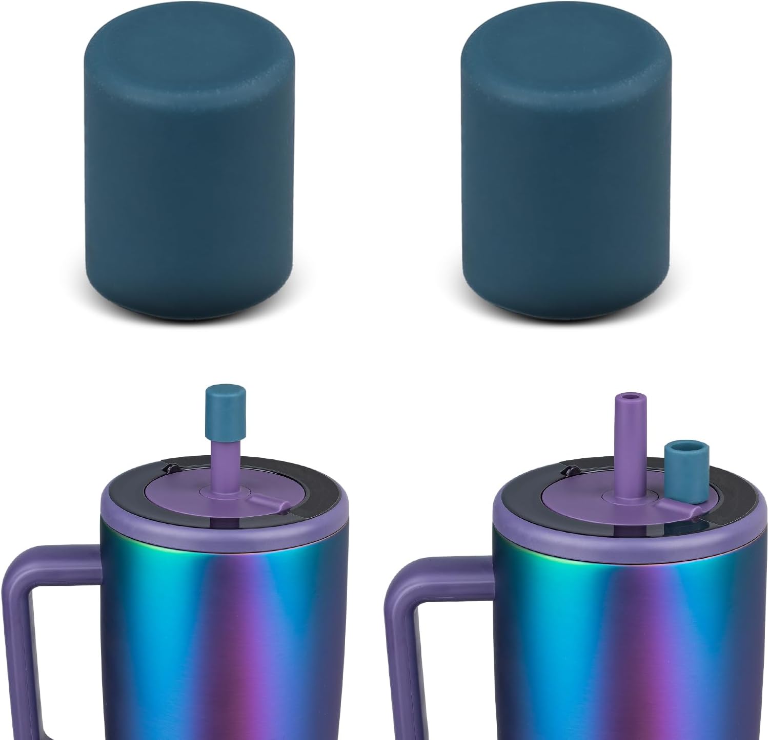 TERPINK 2 Pack Magnetic Straw Caps Compatible with BrüMate All Era and Resa Tumblers, Silicone Straw Caps Toppers Compatible with Brumate Accessories, Straw Covers Protectors BPA Free (Dark Blue)