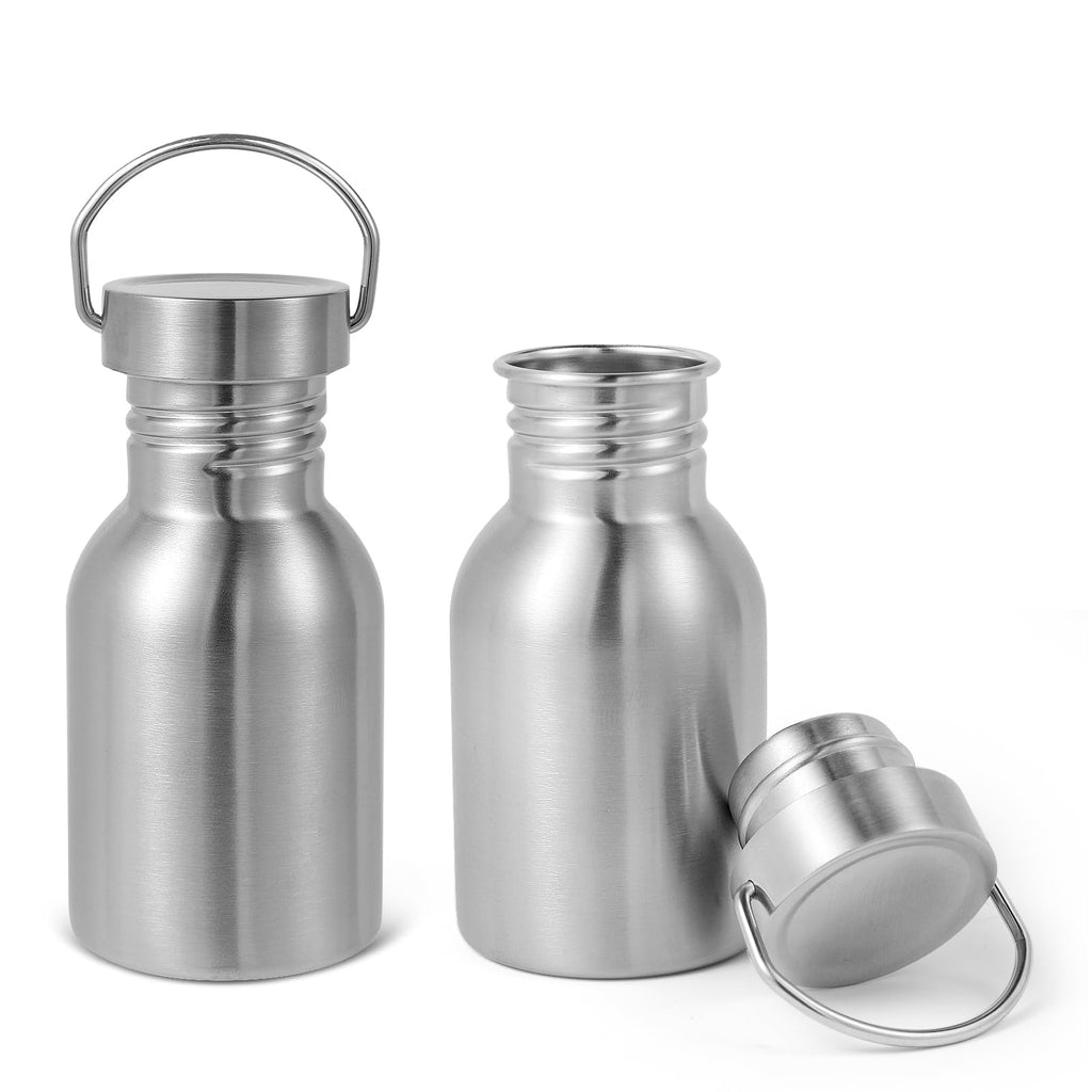 Volhoply 32oz Uninsulated Single Walled Water Bottle, Stainless Steel Reusable Water Bottles with Handle, BPA Free & Plastic Free 18/8 304 Metal Water Bottles for Camping, Hikers, Cyclists