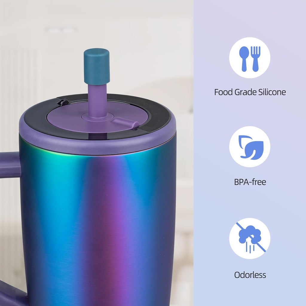 TERPINK 2 Pack Magnetic Straw Caps Compatible with BrüMate All Era and Resa Tumblers, Silicone Straw Caps Toppers Compatible with Brumate Accessories, Straw Covers Protectors BPA Free (Dark Blue)