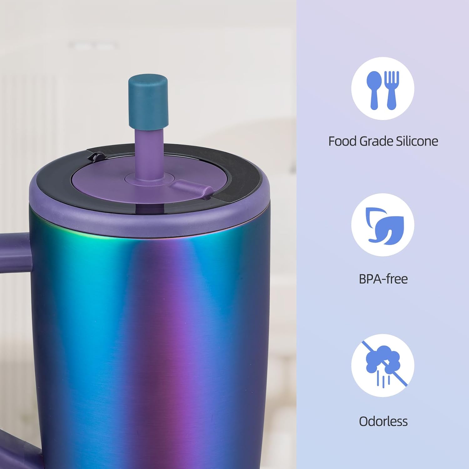 TERPINK 2 Pack Magnetic Straw Caps Compatible with BrüMate All Era and Resa Tumblers, Silicone Straw Caps Toppers Compatible with Brumate Accessories, Straw Covers Protectors BPA Free (Dark Blue)