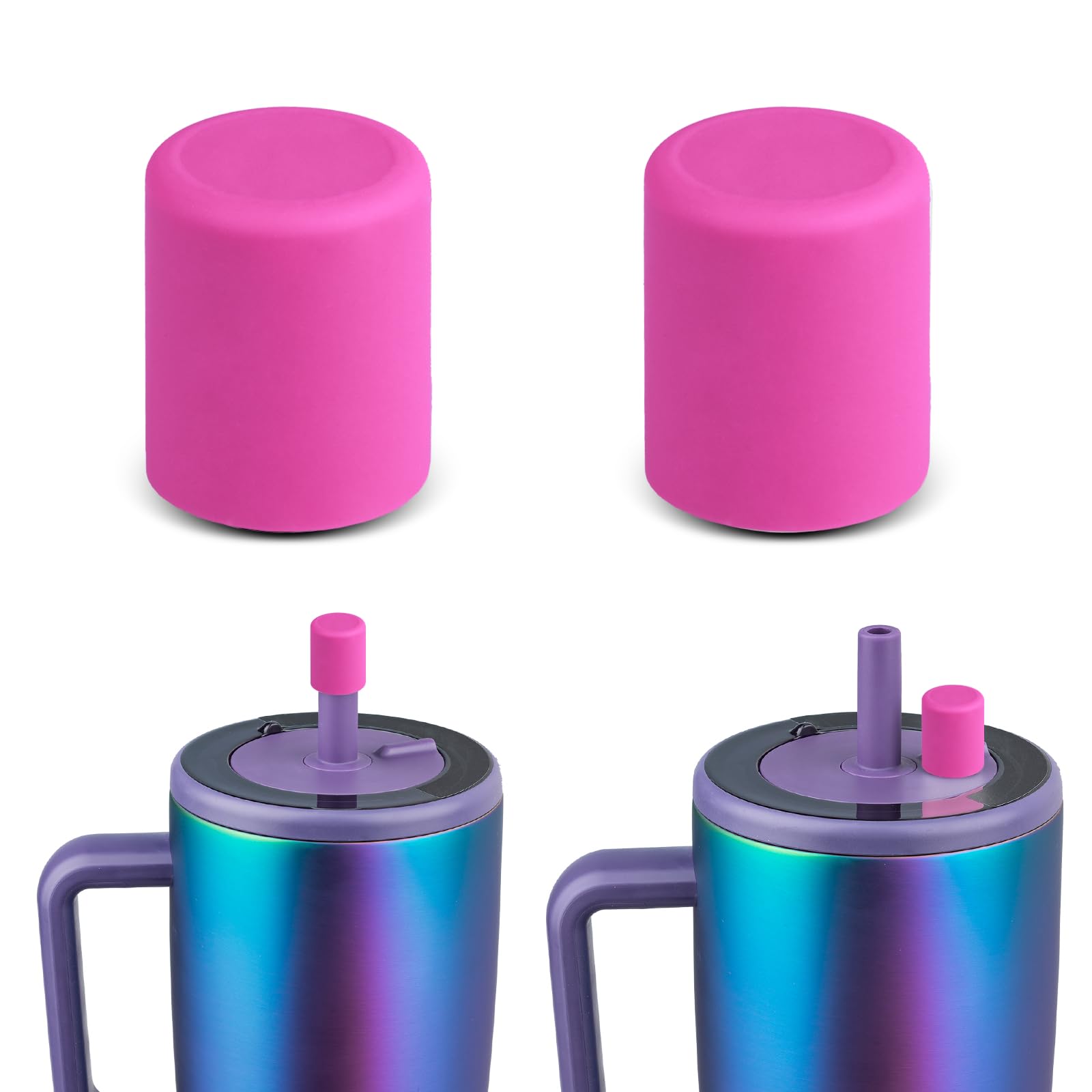 TERPINK 2 Pack Magnetic Straw Caps Compatible with BrüMate All Era and Resa Tumblers, Silicone Straw Caps Toppers Compatible with Brumate Accessories, Straw Covers Protectors BPA Free (Dark Blue)