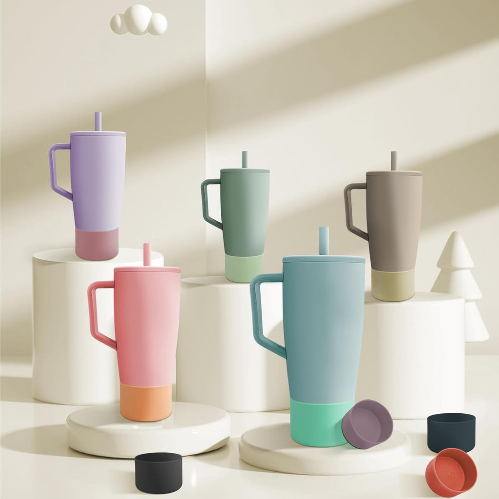 ZXFYE 2Pcs Protective Boot Compatible with Brumate Era 40 oz 30 oz Tumbler, Anti-Dent & Anti-Slip Silicone Bottom Cover Protector Sleeve Bumper Compatible with Brumate Era Tumbler with Handle