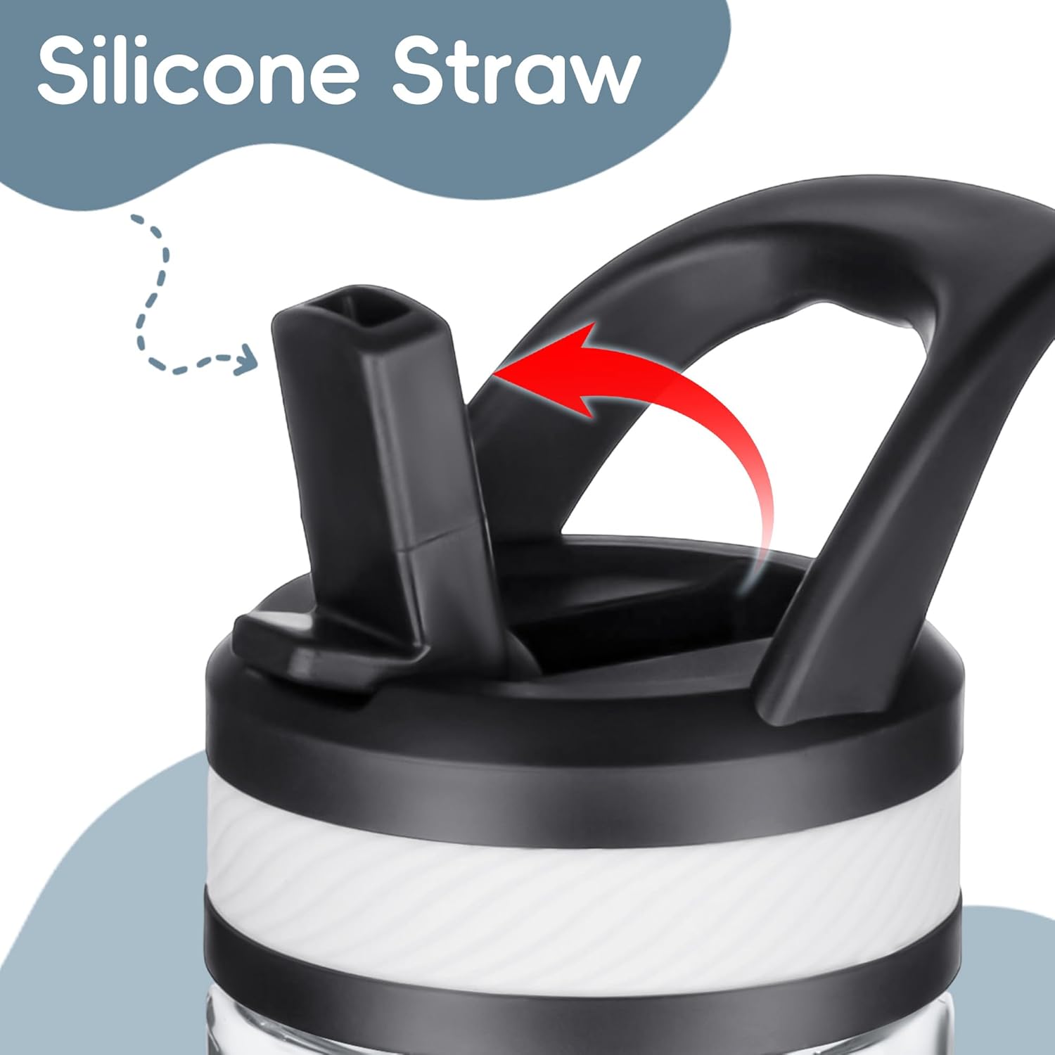 Kids Clear Water Bottle 14oz Flip with Straw Carry Handle, Leakproof, Reusable, Tritan, BPA Free, Suitable for Boys and Girls, Clear