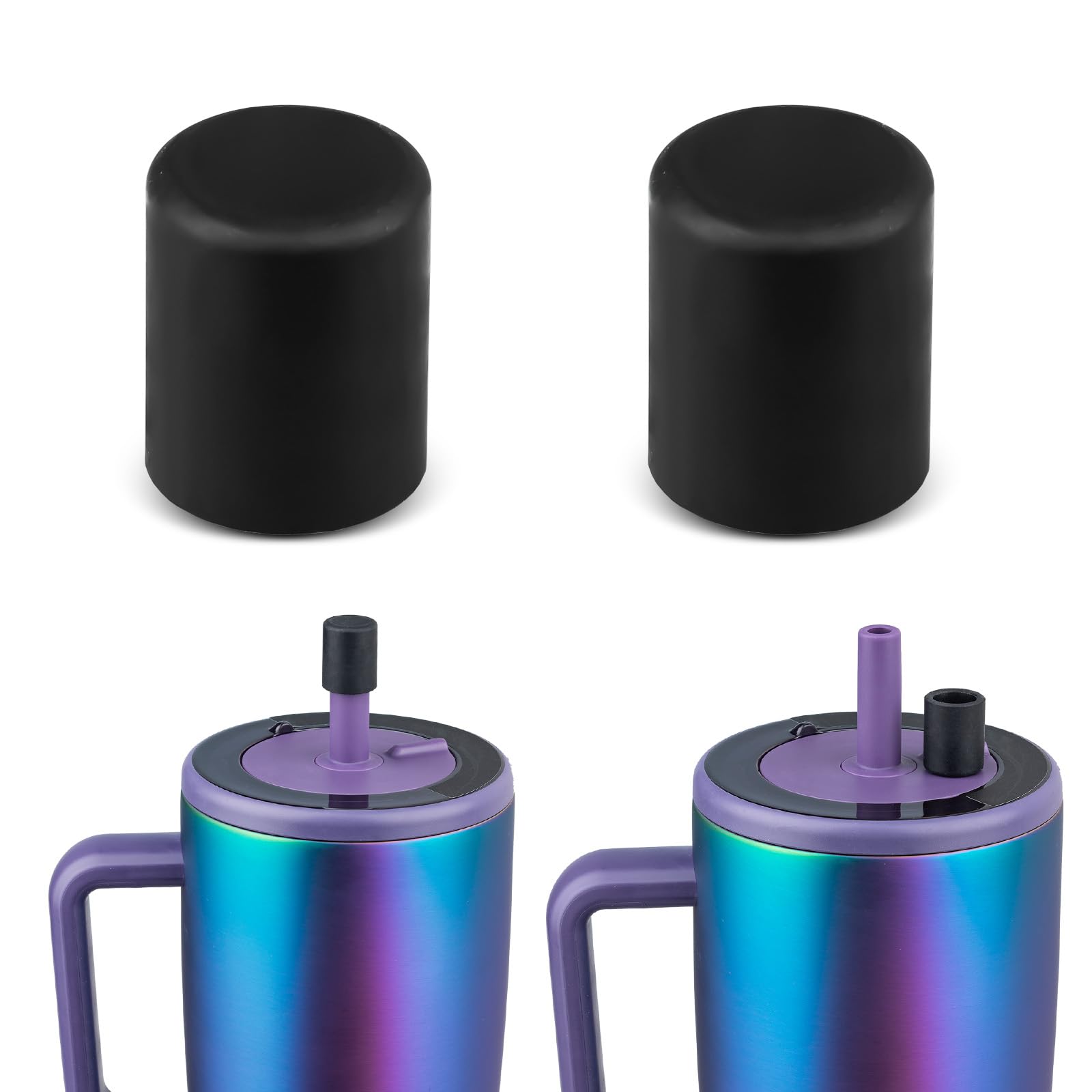 TERPINK 2 Pack Magnetic Straw Caps Compatible with BrüMate All Era and Resa Tumblers, Silicone Straw Caps Toppers Compatible with Brumate Accessories, Straw Covers Protectors BPA Free (Dark Blue)