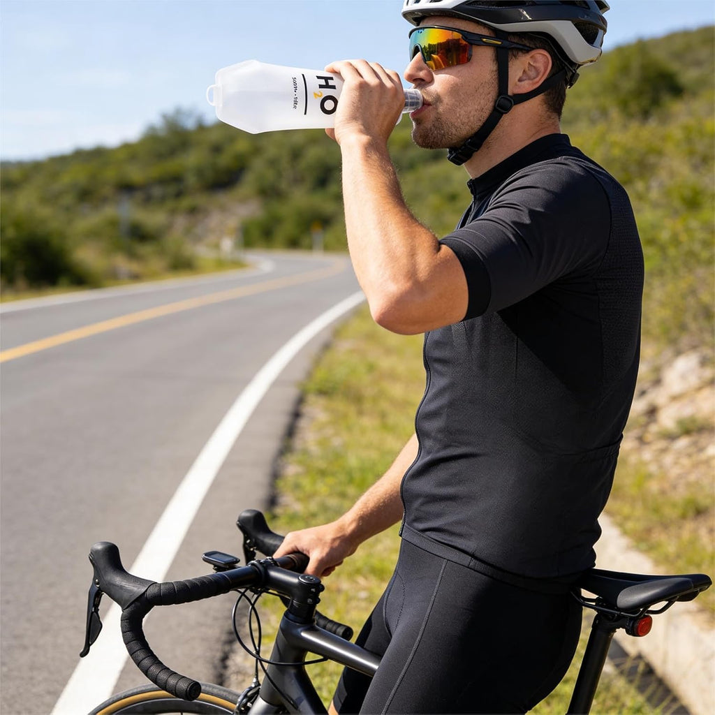 HECHZSO Collapsible TPU Soft Flask 500ml Leakproof Hydration Bottle with High-Flow Bite Valve for Hydration Vest Running, Hiking, Cycling & Climbing, Lightweight Foldable Water Bottle (1pc 500ml17oz)