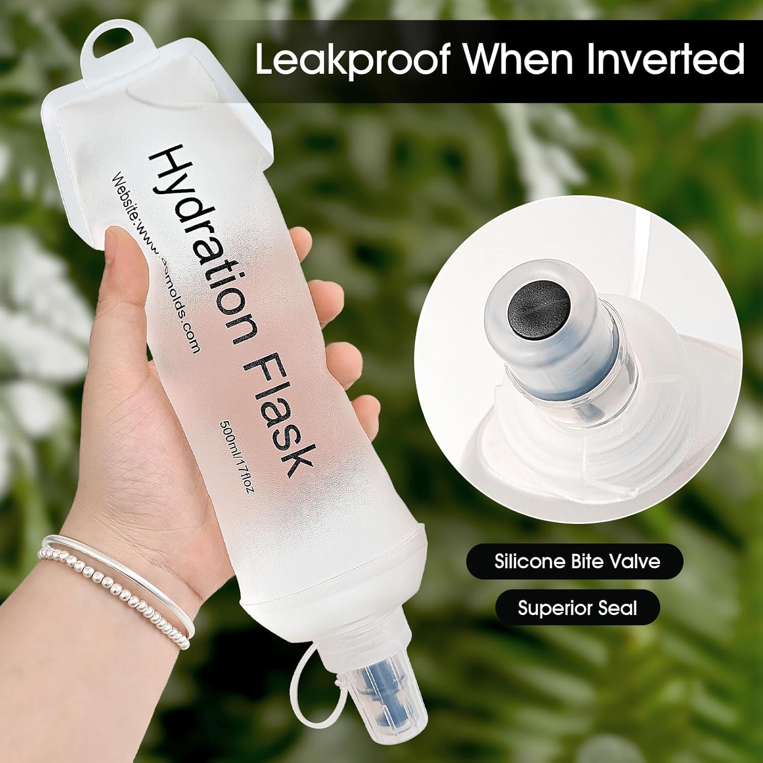 GYGYL Soft Flask, TPU Collapsible Soft Water Bottle for Hydration Pack, Running Vest, Leak-Proof Folding Water Bottle for Hiking Cycling Climbing Jogging-150ml White