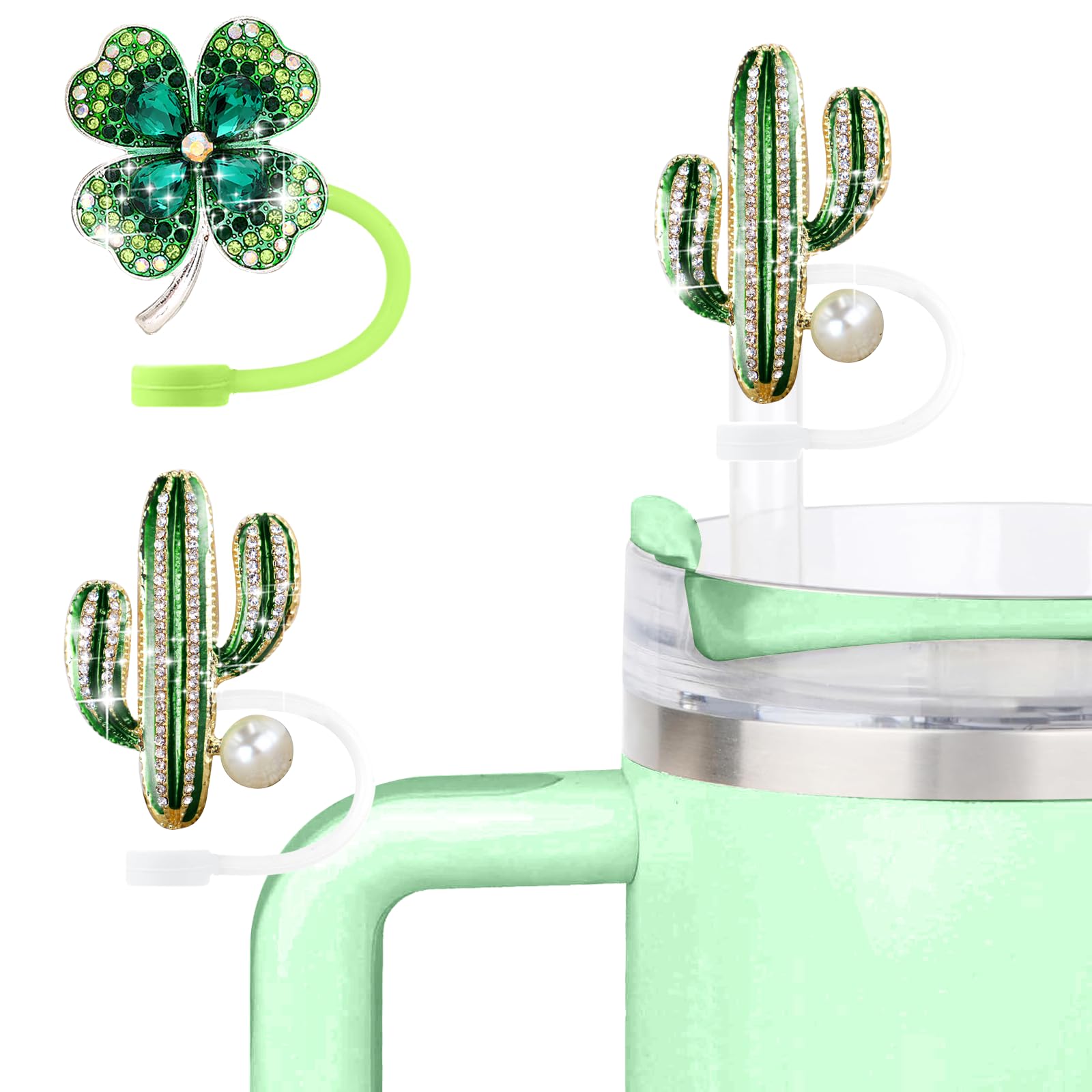 SEMATA 6PCS Cute Butterfly Straw Cover Cap for Stanley Cup Accessories,Bling Straw Toppers for Stanley Tumbler 40&30 oz,Reusable Straws Tips Protectors Compatible with 10mm Straws