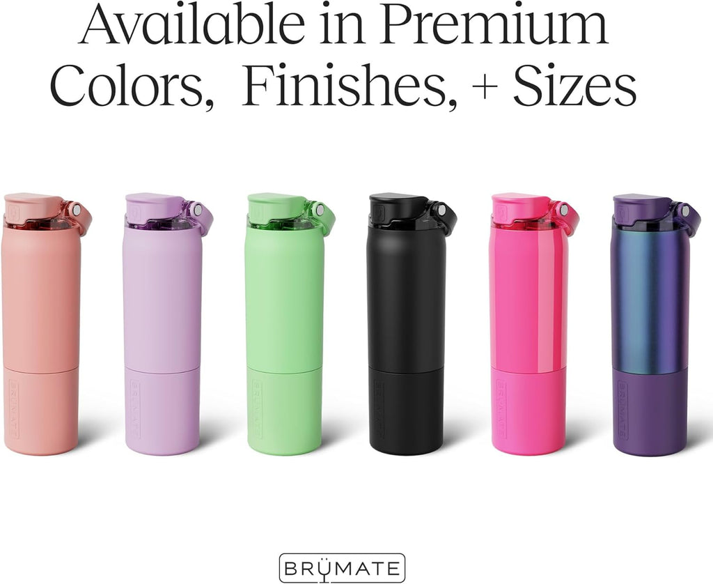 BrüMate Rise 35oz Water Bottle With 100% Leakproof Covered Silicone Straw | Insulated Stainless Steel Water Bottle With Removable Straw | Fast Flow | Soft Sip Silicone Spout | BPA-Free (Dark Aura)