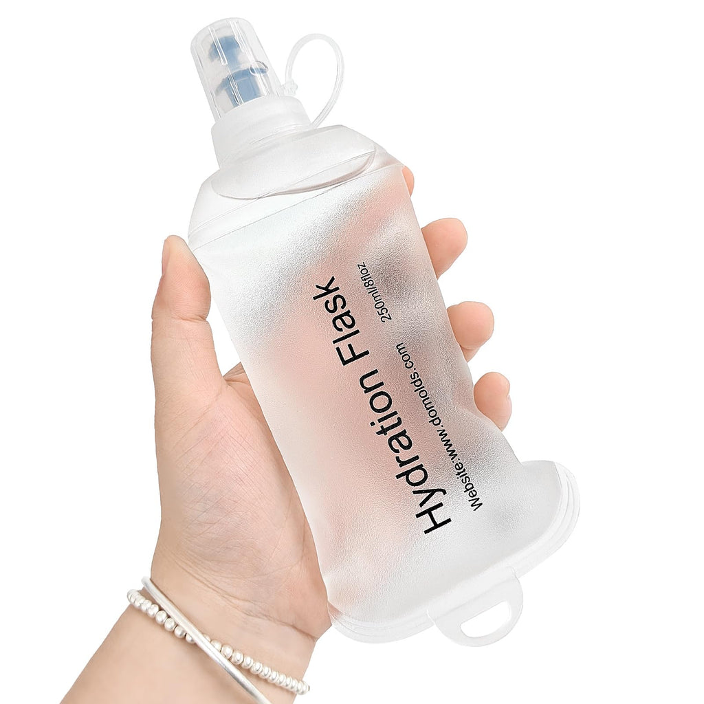 GYGYL Soft Flask, TPU Collapsible Soft Water Bottle for Hydration Pack, Running Vest, Leak-Proof Folding Water Bottle for Hiking Cycling Climbing Jogging-150ml White