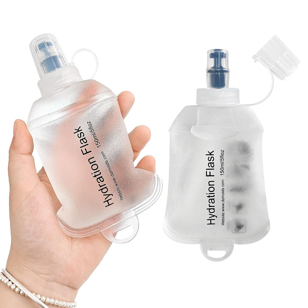 GYGYL Soft Flask, TPU Collapsible Soft Water Bottle for Hydration Pack, Running Vest, Leak-Proof Folding Water Bottle for Hiking Cycling Climbing Jogging-150ml White