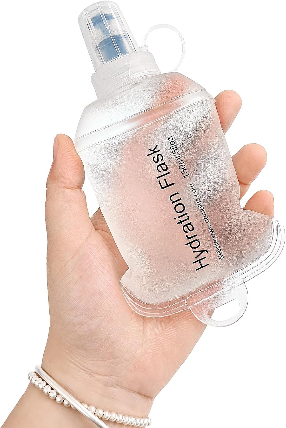 GYGYL Soft Flask, TPU Collapsible Soft Water Bottle for Hydration Pack, Running Vest, Leak-Proof Folding Water Bottle for Hiking Cycling Climbing Jogging-150ml White