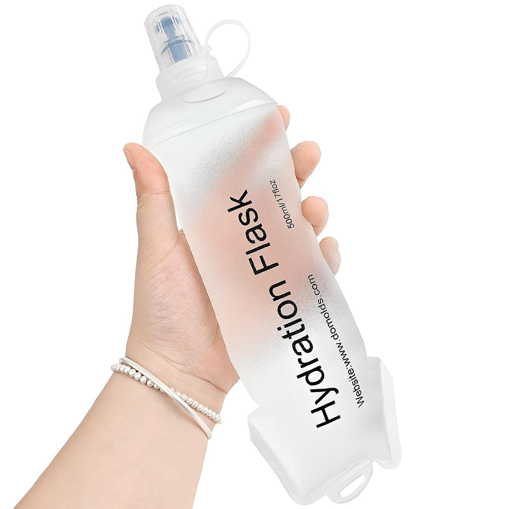 GYGYL Soft Flask, TPU Collapsible Soft Water Bottle for Hydration Pack, Running Vest, Leak-Proof Folding Water Bottle for Hiking Cycling Climbing Jogging-150ml White