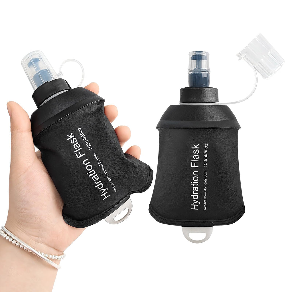 GYGYL Soft Flask, TPU Collapsible Soft Water Bottle for Hydration Pack, Running Vest, Leak-Proof Folding Water Bottle for Hiking Cycling Climbing Jogging-150ml White