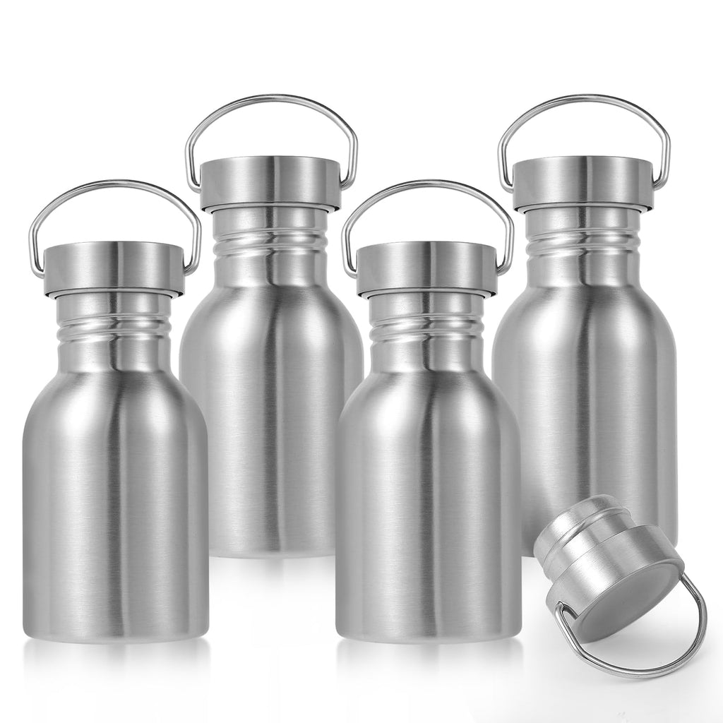 Volhoply 32oz Uninsulated Single Walled Water Bottle, Stainless Steel Reusable Water Bottles with Handle, BPA Free & Plastic Free 18/8 304 Metal Water Bottles for Camping, Hikers, Cyclists