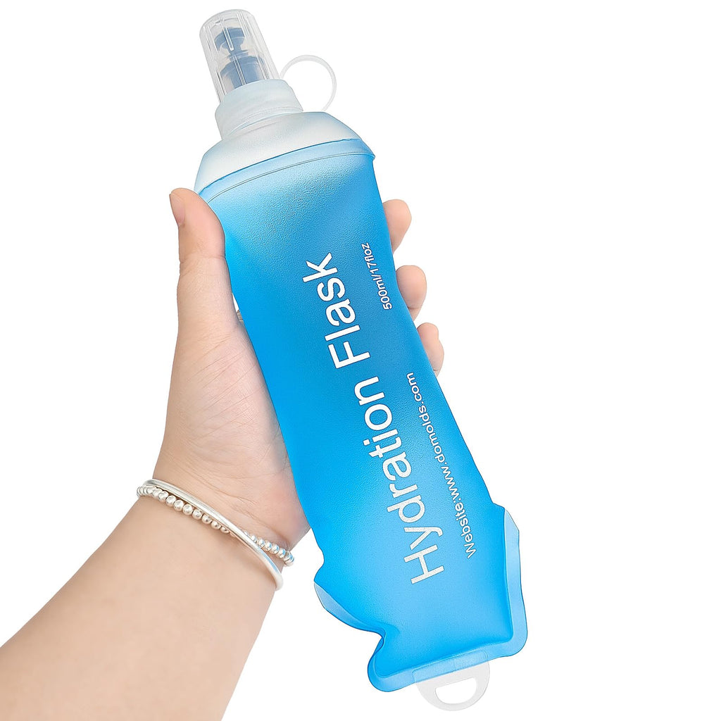 GYGYL Soft Flask, TPU Collapsible Soft Water Bottle for Hydration Pack, Running Vest, Leak-Proof Folding Water Bottle for Hiking Cycling Climbing Jogging-150ml White