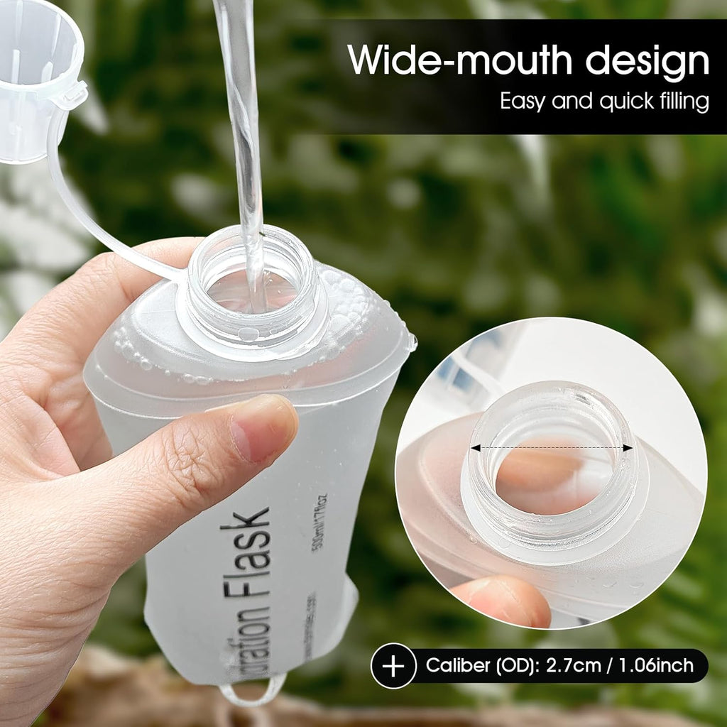 GYGYL Soft Flask, TPU Collapsible Soft Water Bottle for Hydration Pack, Running Vest, Leak-Proof Folding Water Bottle for Hiking Cycling Climbing Jogging-150ml White