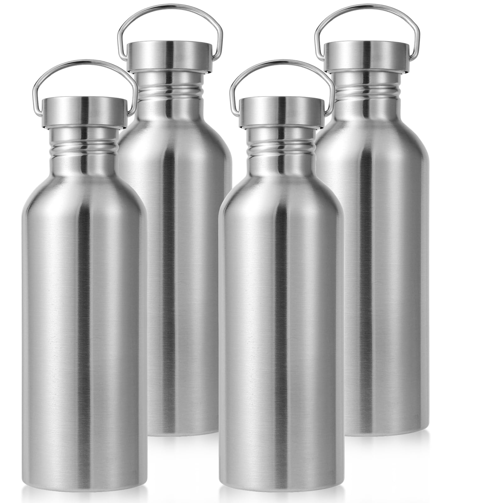 Volhoply 32oz Uninsulated Single Walled Water Bottle, Stainless Steel Reusable Water Bottles with Handle, BPA Free & Plastic Free 18/8 304 Metal Water Bottles for Camping, Hikers, Cyclists