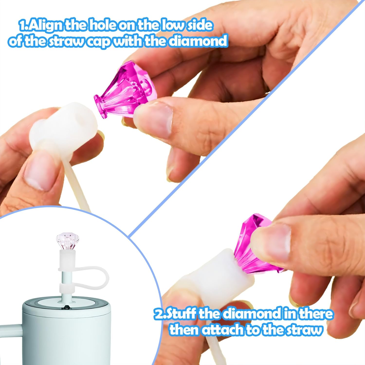 4pcs Diamond Straw Cover Cap for Brumate Era 30&40 oz Tumble, 12mm Reusable Silicone Straw Topper Protector Lid with Cute Mix Colors Décor Accessories