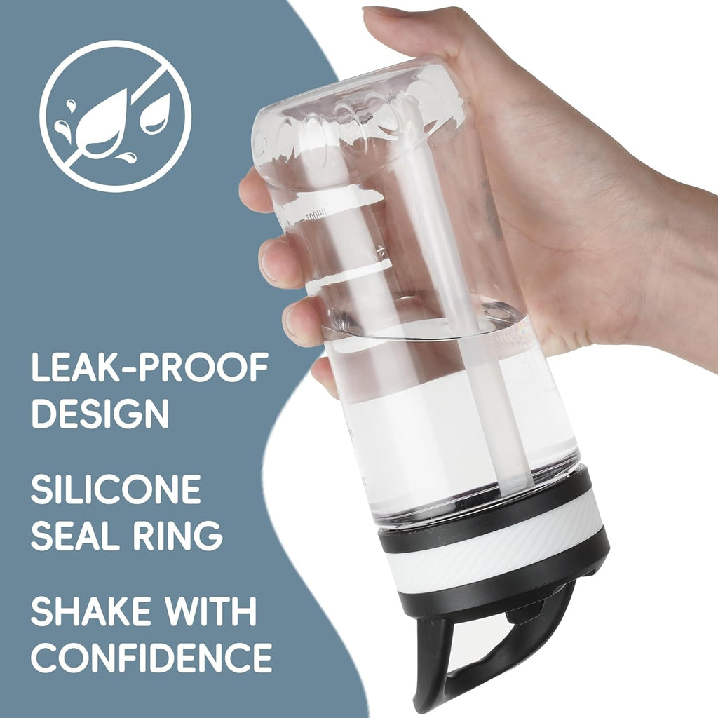 Kids Clear Water Bottle 14oz Flip with Straw Carry Handle, Leakproof, Reusable, Tritan, BPA Free, Suitable for Boys and Girls, Clear