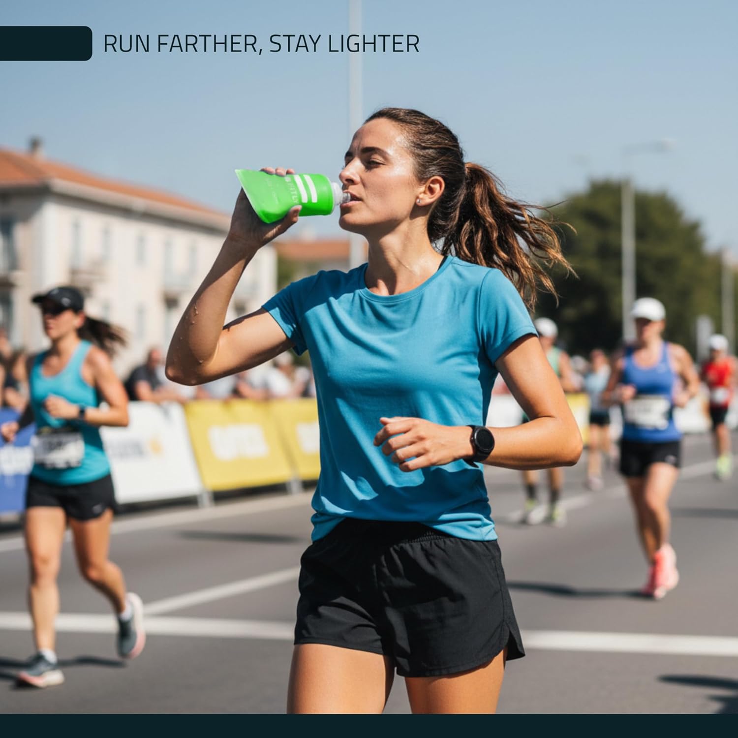 FITLY Soft Flask - Shrink As You Drink Soft Water Bottle for Hydration Pack - Folding Water Bottle Ideal for Running, Hiking, Cycling, Climbing & Rigorous Activity