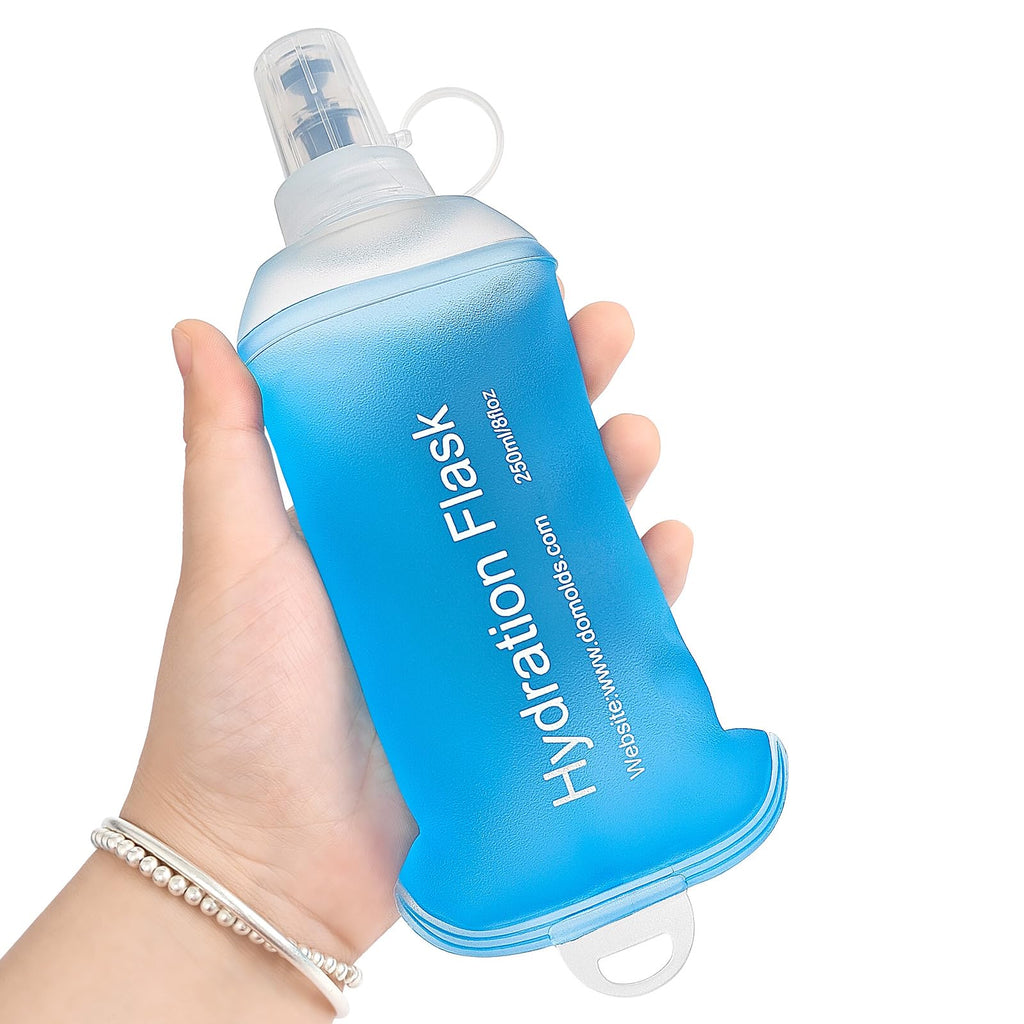 GYGYL Soft Flask, TPU Collapsible Soft Water Bottle for Hydration Pack, Running Vest, Leak-Proof Folding Water Bottle for Hiking Cycling Climbing Jogging-150ml White