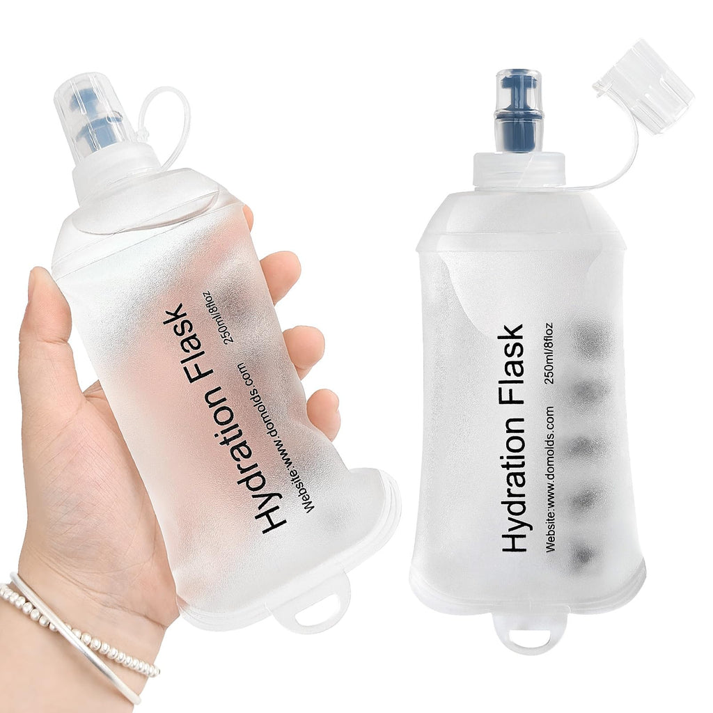 GYGYL Soft Flask, TPU Collapsible Soft Water Bottle for Hydration Pack, Running Vest, Leak-Proof Folding Water Bottle for Hiking Cycling Climbing Jogging-150ml White