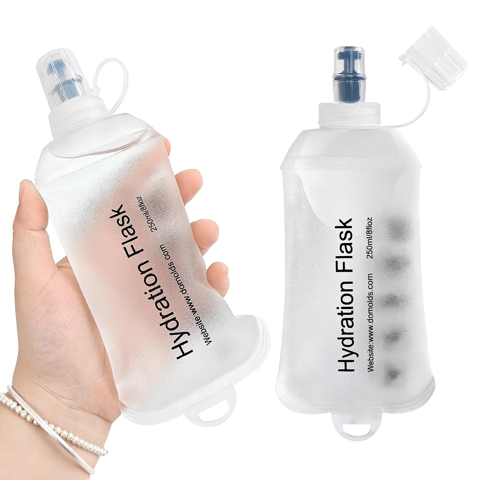 GYGYL Soft Flask, TPU Collapsible Soft Water Bottle for Hydration Pack, Running Vest, Leak-Proof Folding Water Bottle for Hiking Cycling Climbing Jogging-150ml White