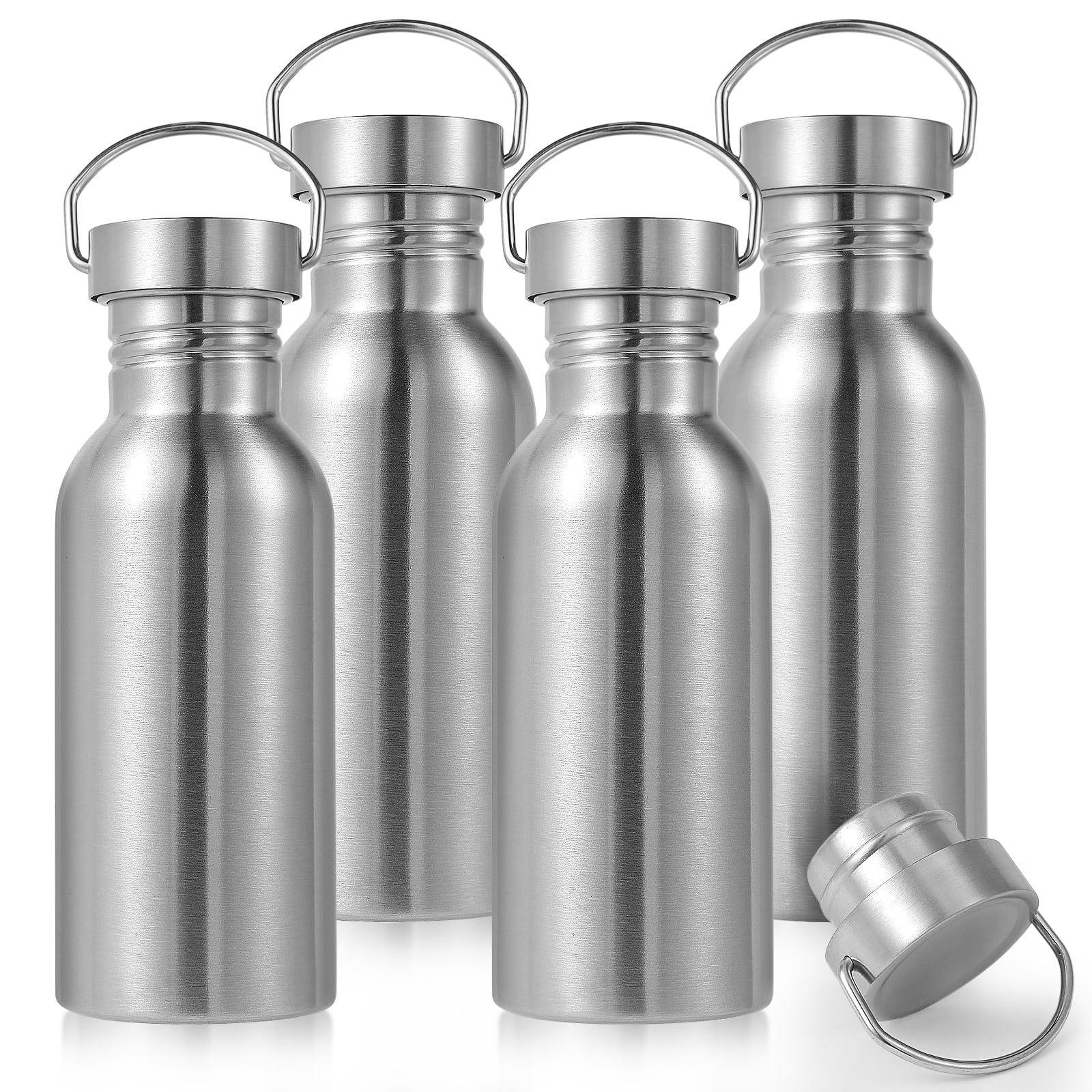 Volhoply 32oz Uninsulated Single Walled Water Bottle, Stainless Steel Reusable Water Bottles with Handle, BPA Free & Plastic Free 18/8 304 Metal Water Bottles for Camping, Hikers, Cyclists