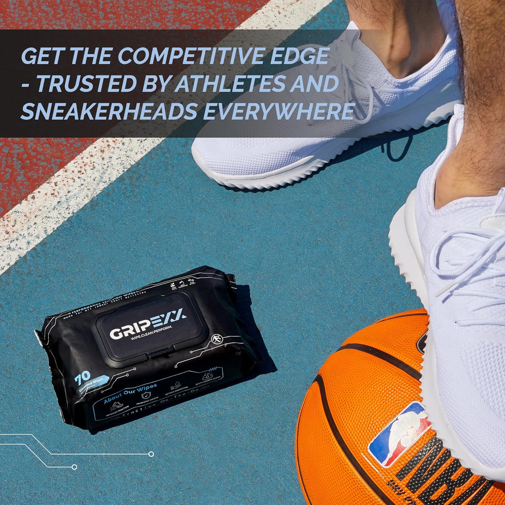 GRIPEXX - 70 Shoe Wipes, Multipurpose Sneaker Wipes for Basketball & Sneakerheads - Alternative to Basketball Grip Spray